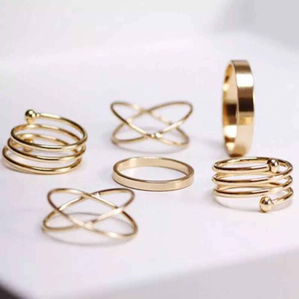 ⚡️NEW⚡️Silver Tone 6 Ring Set